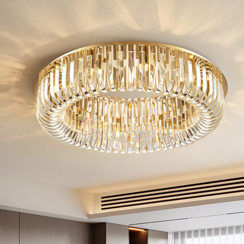Plafón Cristal Circular Salón CARV | Dorado Ø80 cm G9