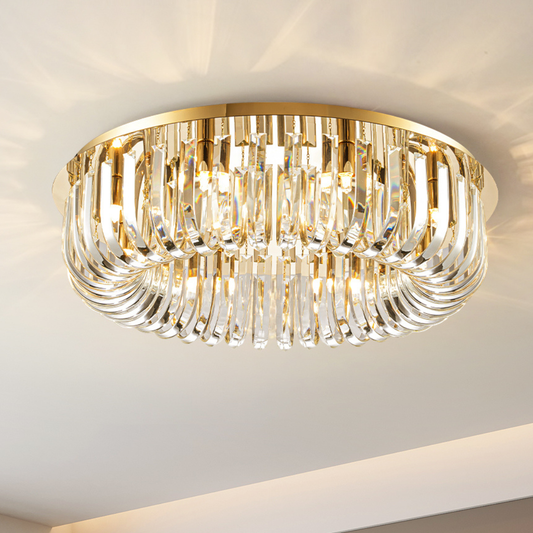 Plafón Cristal Circular Salón CARV | Dorado Ø60 cm G9