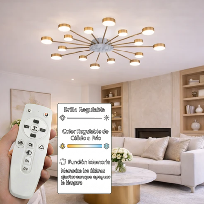 Lámpara LED Metal Radial Salón EYE | Dorado 16 Luces CCT/LP494-16