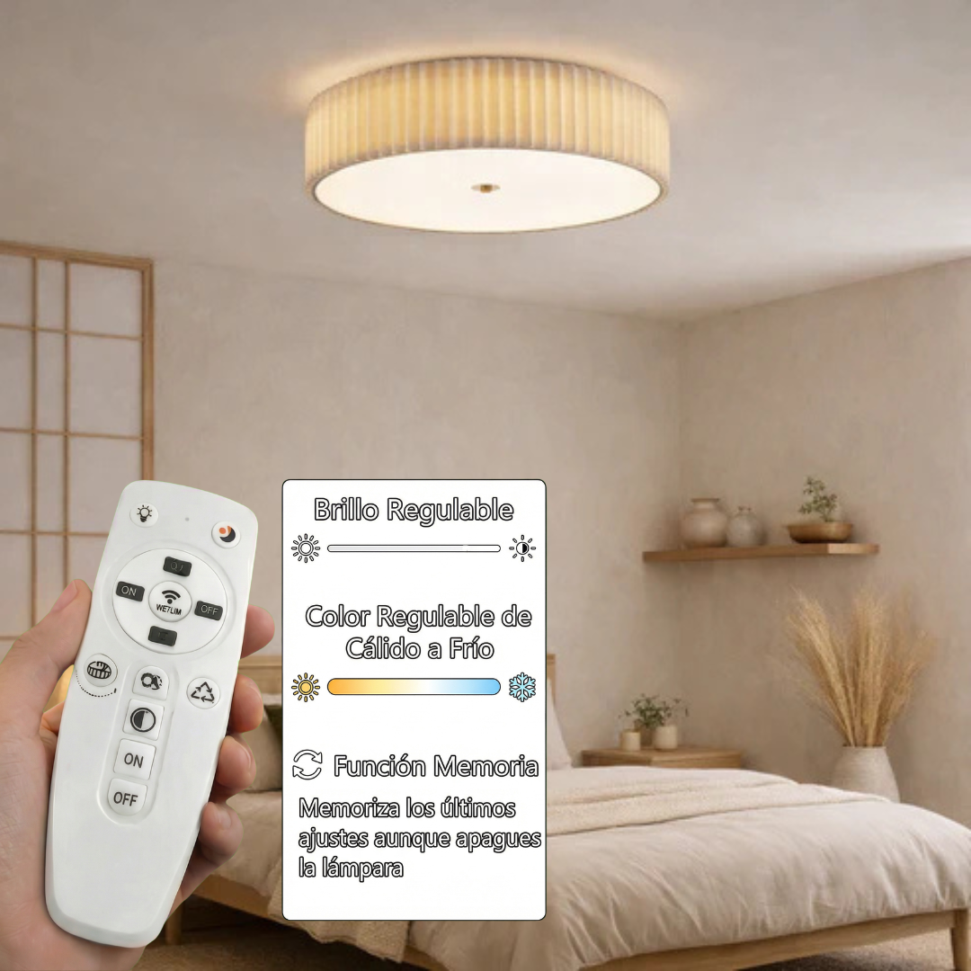 Plafón Tela Circular Techo Dormitorio LIGNO | Beige LED D50