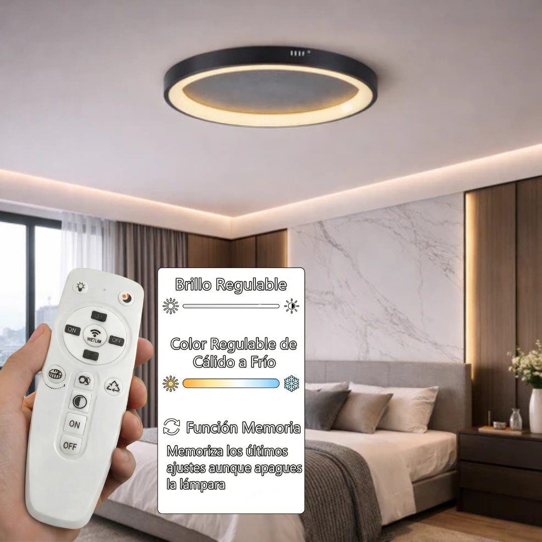 Plafón LED Circular Techo Salón NOVA | Negro Ø50 cm CCT