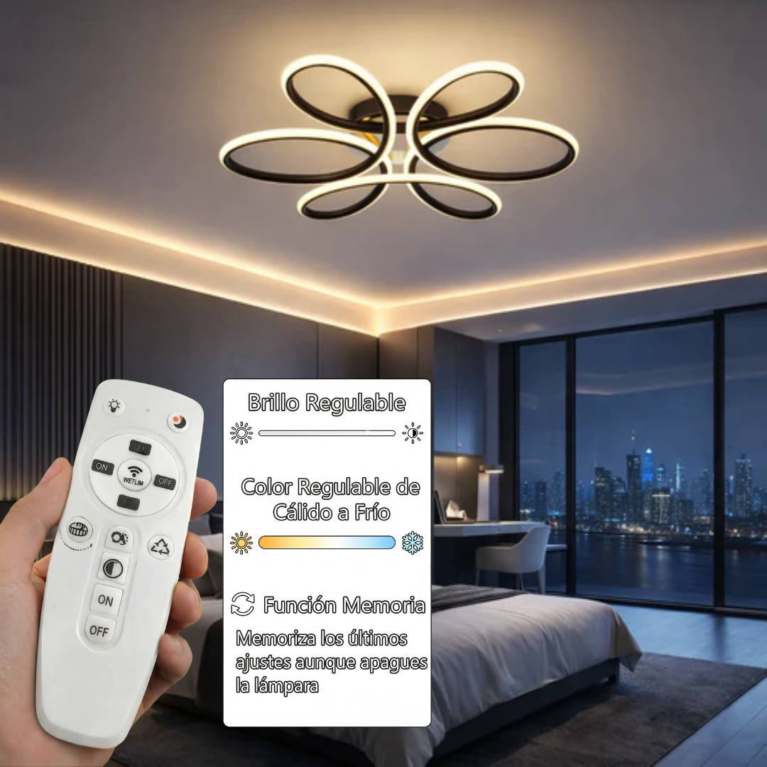 Lámpara LED Floral Techo Salón LOOP | Negro Atenuable CCT