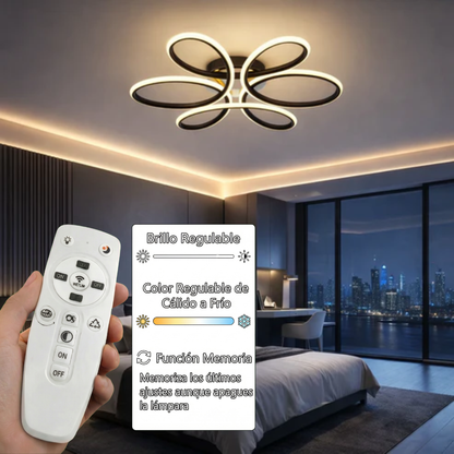 Lámpara LED Floral Techo Salón LOOP | Negro Atenuable CCT