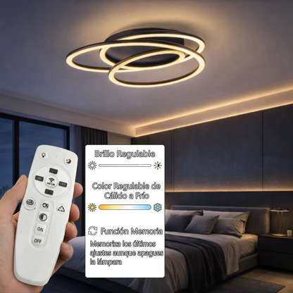 Lámpara LED Aros Circular Salón NEXUS | Negro Atenuable CCT
