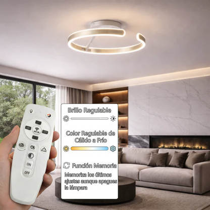 Lámpara LED Espiral Aluminio Salón ARCUS | Dorado Atenuable CCT