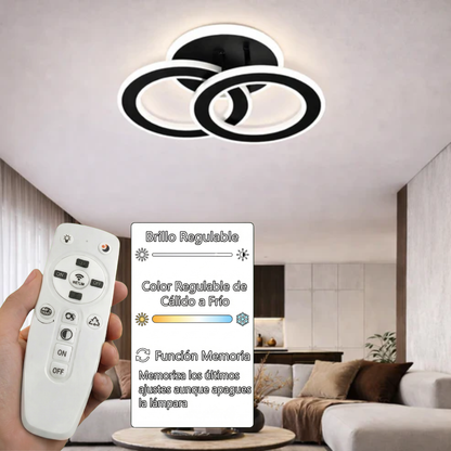 Lámpara LED Aros redondos Dormitorio DISCO | Negro Atenuable CCT