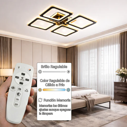 Lámpara LED Cuadrada Techo Salón ROBOX | Negro Atenuable CCT