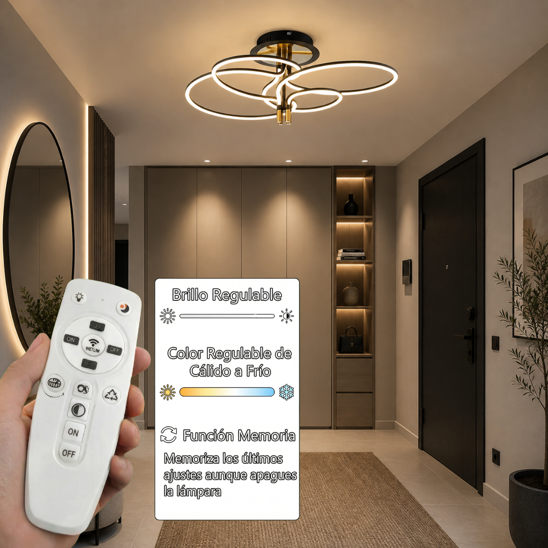 Lámpara de techo LED LIRA Negra y Dorada | FL6021-C