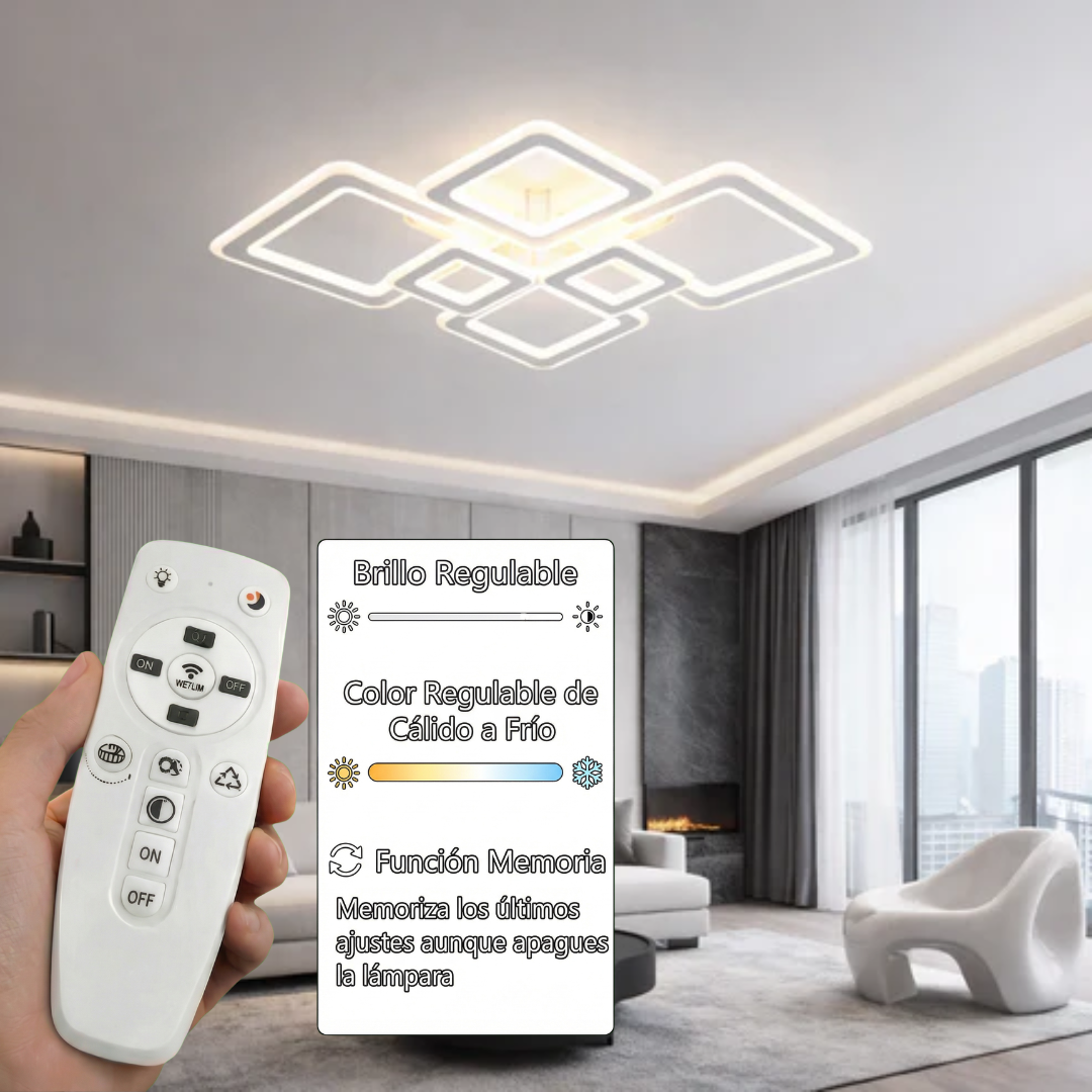 Lámpara LED Cuadrada Techo Salón ROBOX | Blanco 6 Marcos CCT