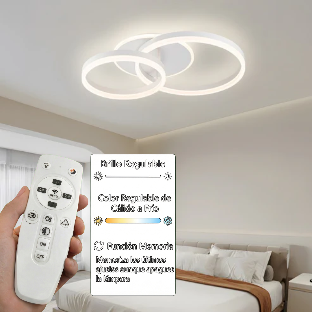 Lámpara LED Aros Circular Techo Salón LEDI | Blanco Atenuable