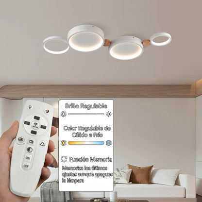 Plafón LED Nórdico Techo Salón NORDIC | Blanco/Madera CCT