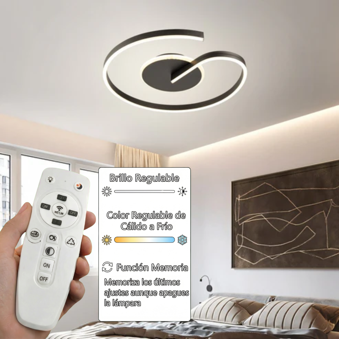 Lámpara LED Espiral Circular Salón DOLT | Negro Atenuable CCT