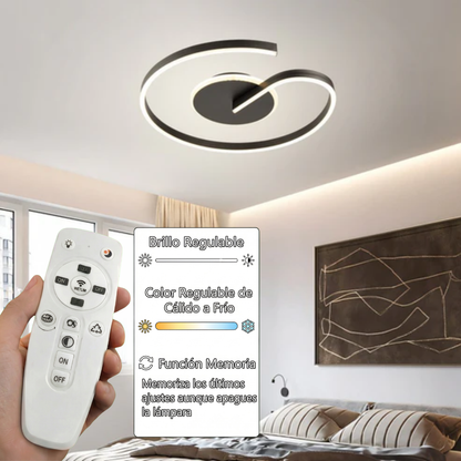 Lámpara LED Espiral Circular Salón DOLT | Negro Atenuable CCT