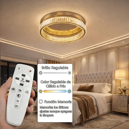 Plafón Cristal Circular Salón CRYSTO | Dorado Ø60 cm LED CCT