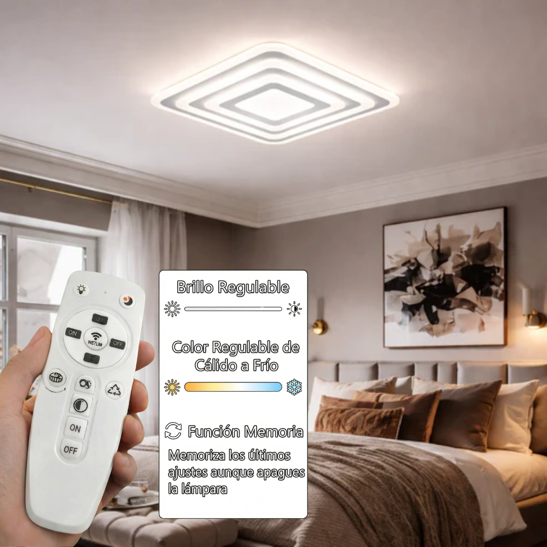 Plafón LED Cuadrado Techo Salón SEATLE | Blanco Ø50 cm CCT