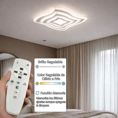 Plafón LED Ondulado Techo Salón SEATLE | Blanco Ø50 cm CCT