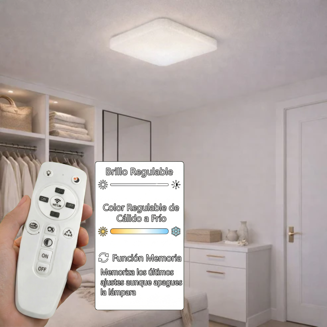 Plafón LED Cuadrado Techo Salón TWINKLE | Blanco 40x40 cm 4000K