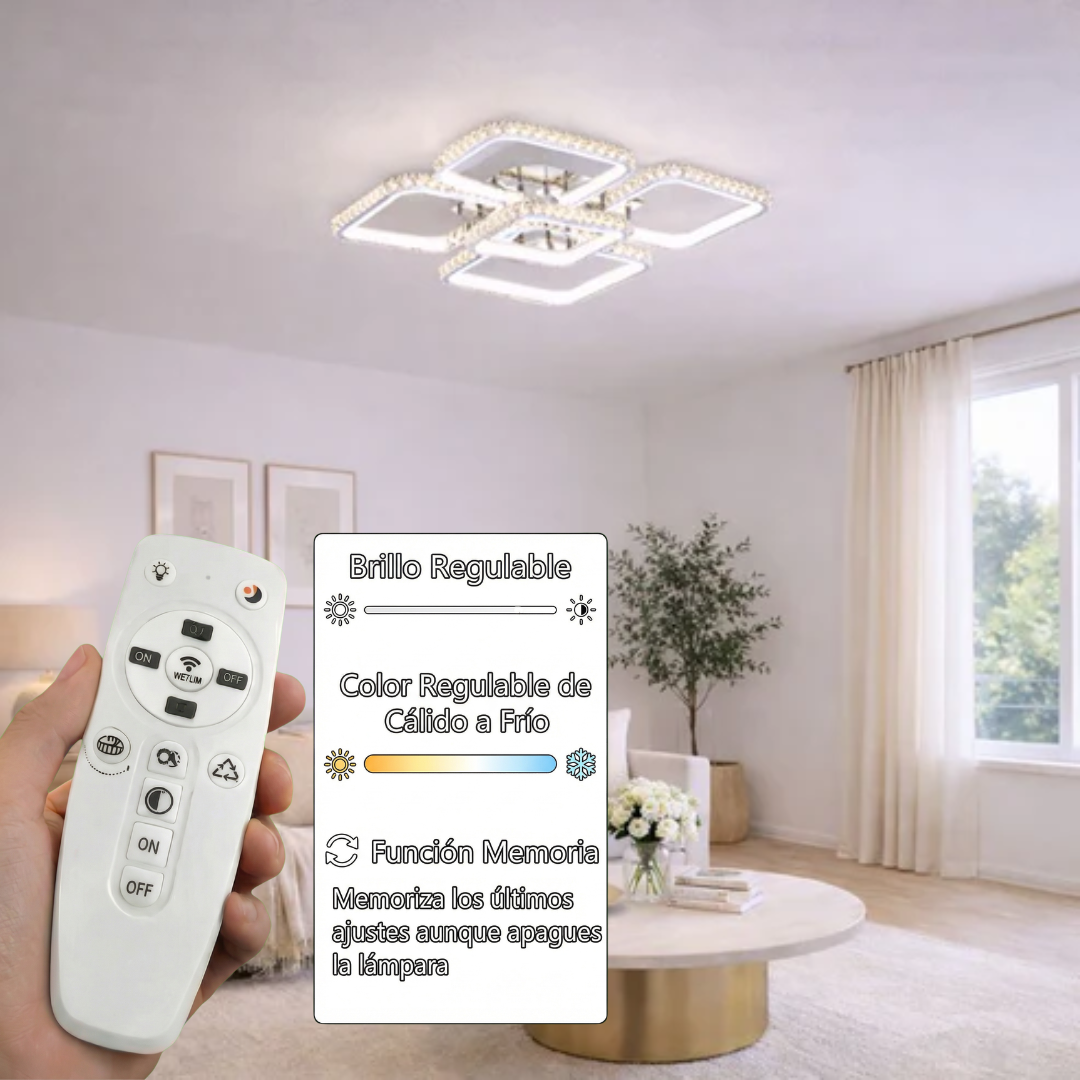 Lámpara LED Cuadrada Techo Salón DIAMANT | Cromo CCT