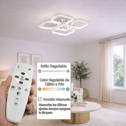 Lámpara LED Cuadrada Techo Salón DIAMANT | Cromo CCT