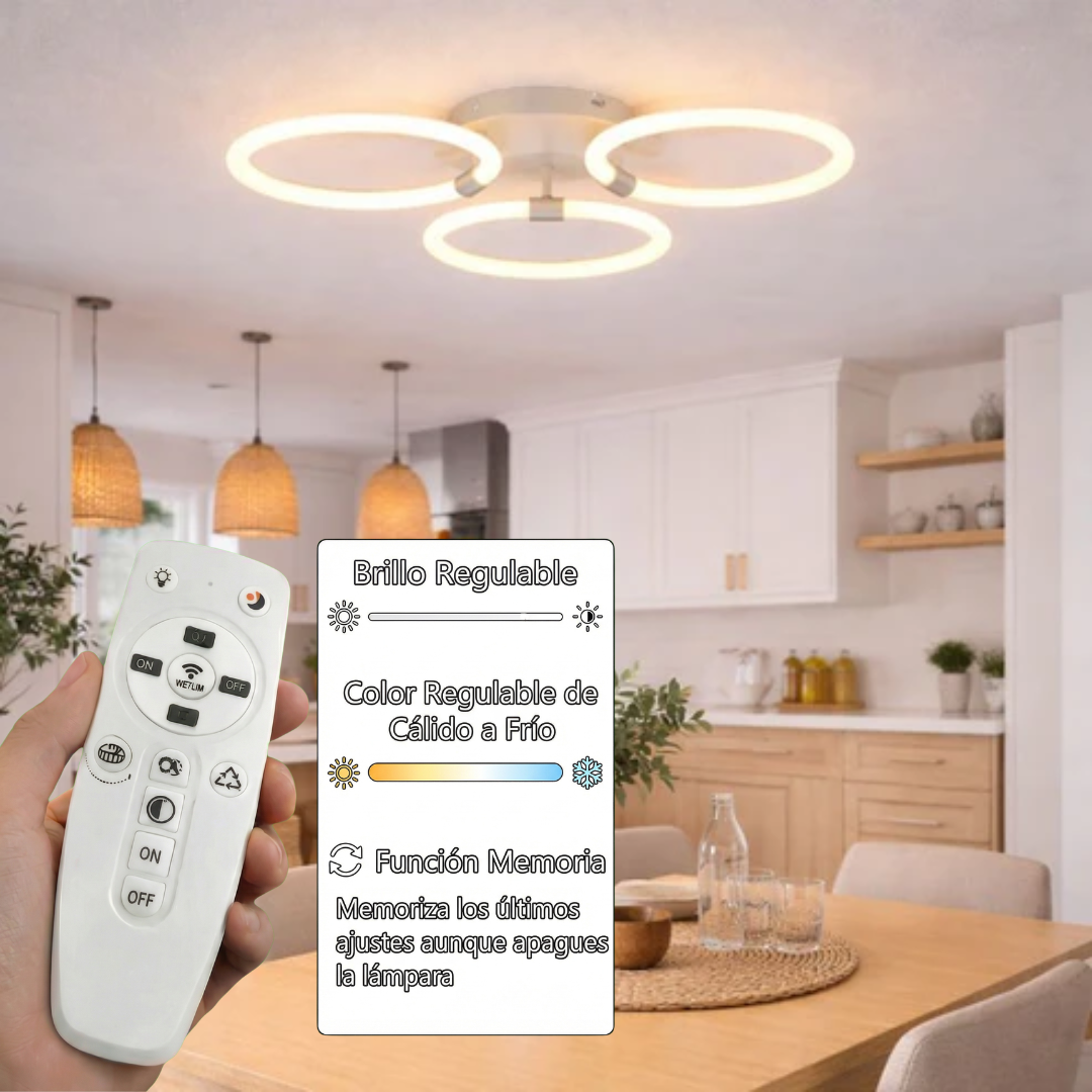Lámpara LED Aros Circular Salón TRINITY RINGS | Blanco CCT