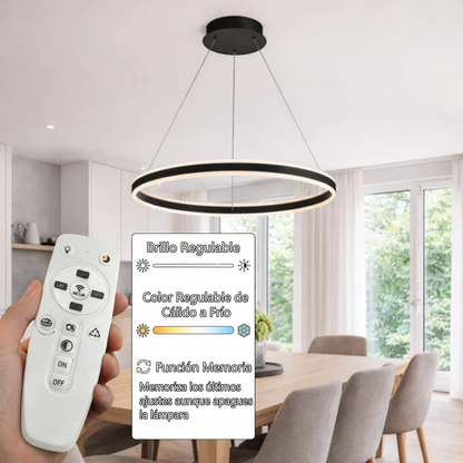 Lámpara Colgante LED Redondo Comedor SATURN | Negra CCT Atenuable