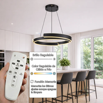 Lámpara Colgante LED Redonda Comedor SATURN | Negra CCT Atenuable