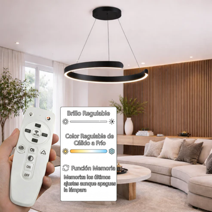 Lámpara Colgante LED Circular Salón SATURN | Negra CCT Atenuable