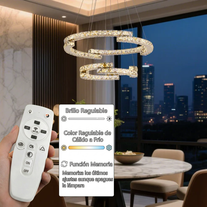 Lámpara Colgante LED Circular Salón INFINITY | Dorada CCT