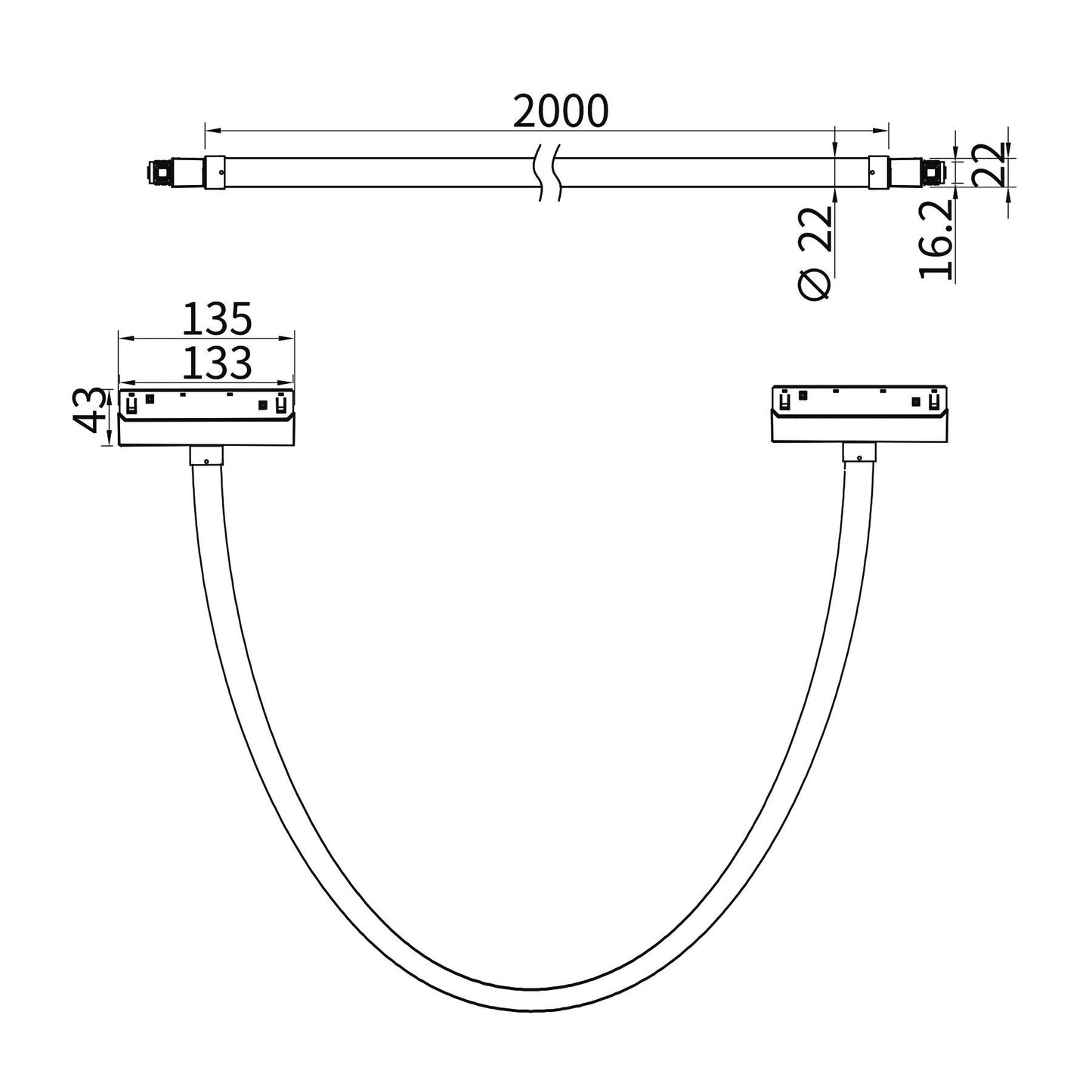 Serie M20 Luces de Tubo Carril Magnético - L100 y L200