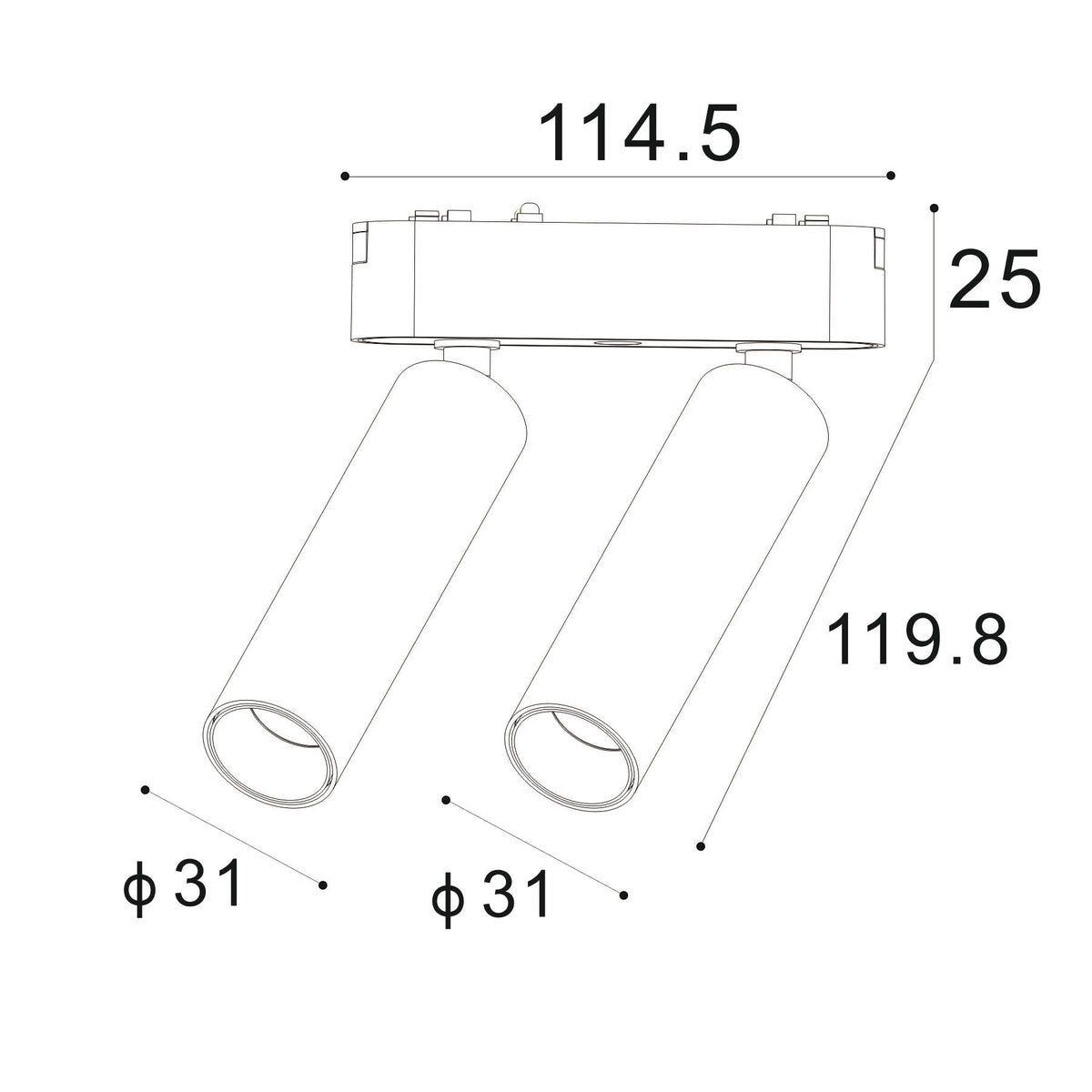 Serie SLIM Spot Foco 2X7W LED Para Carril Magnético - LP9094-2X7W-BK