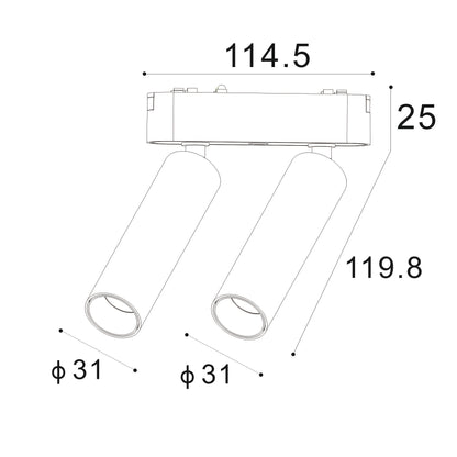 Serie SLIM Spot Foco 2X7W LED Para Carril Magnético - LP9094-2X7W-BK