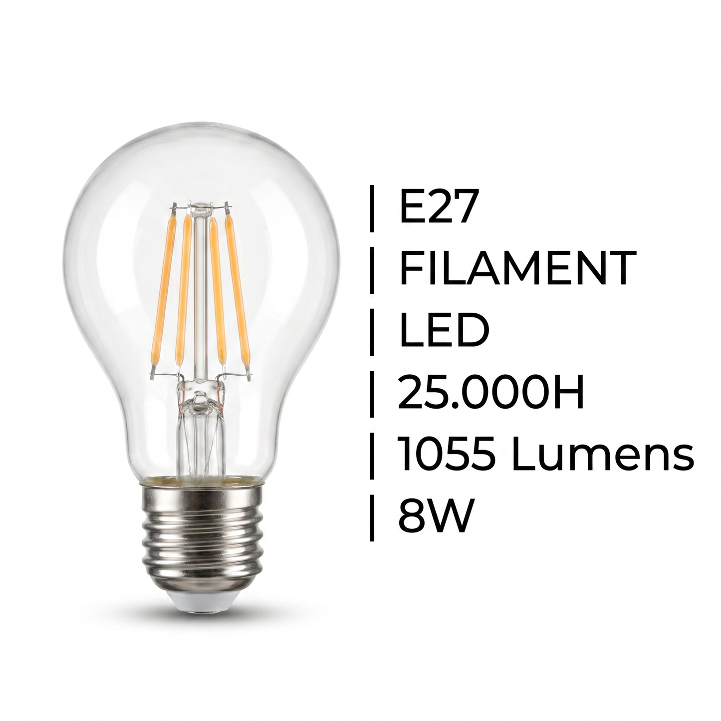 VL-A60 Filament 8W E27 CALIDA 3000K