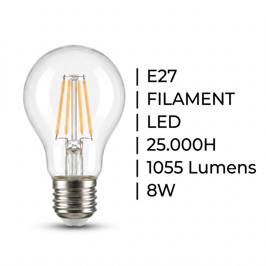 VL-A60 Filament 8W E27 CALIDA 3000K