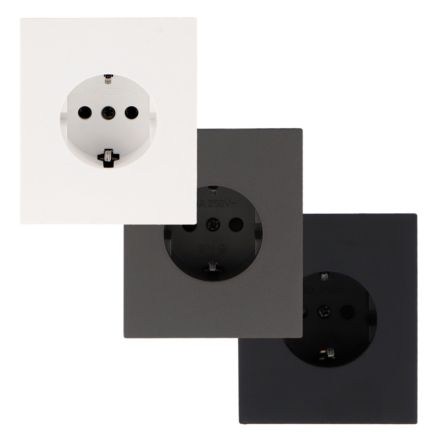 Enchufe Schuko Diseño Minimalista | Blanco / Negro / Gris