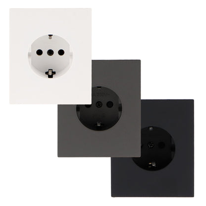 Enchufe Schuko Diseño Minimalista | Blanco / Negro / Gris