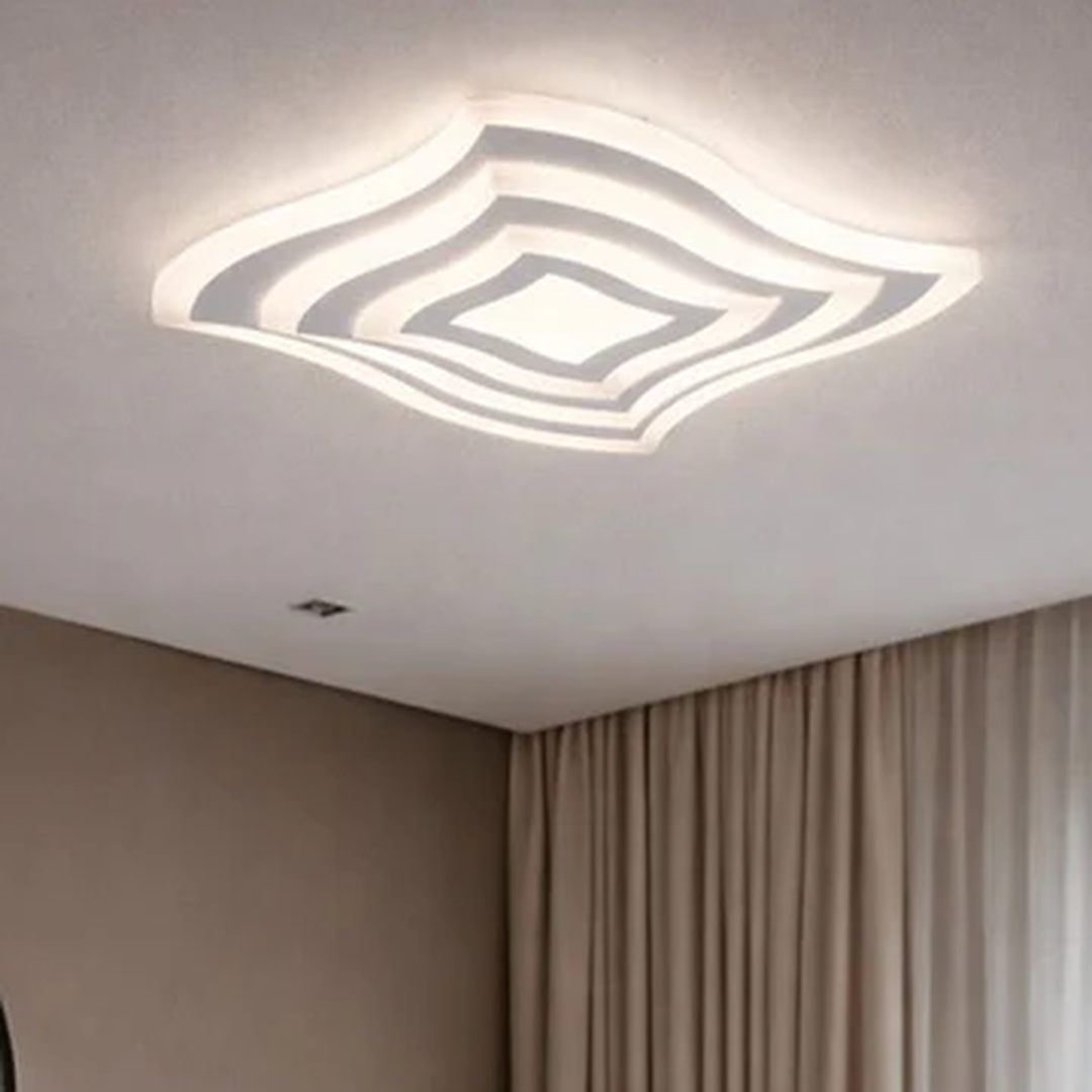 Plafón LED Ondulado Techo Salón SEATLE | Blanco Ø50 cm CCT