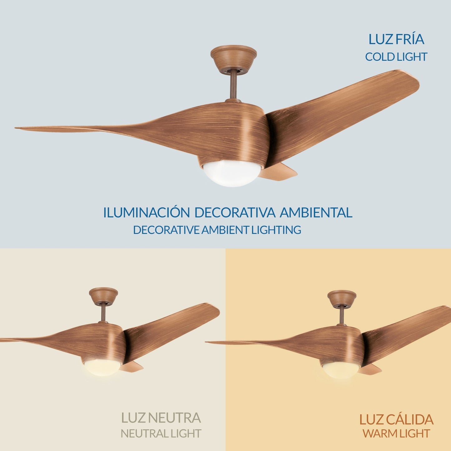 Ventilador de Techo Led Madera Fanton