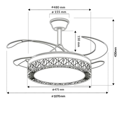 Ventilador de Techo Led Black Aqua ø107 Cm