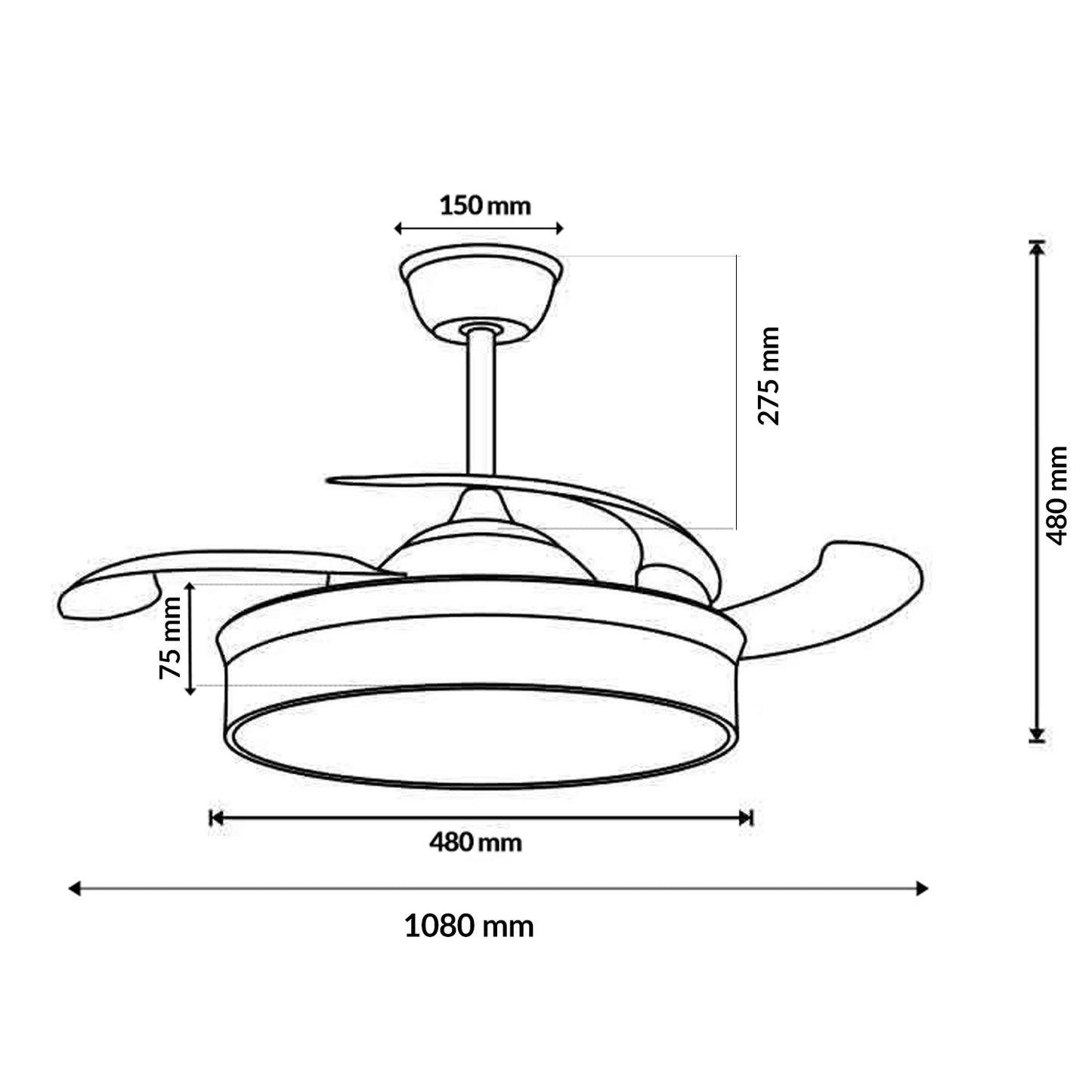 Ventilador de Techo Led White Olga ø107 Cm