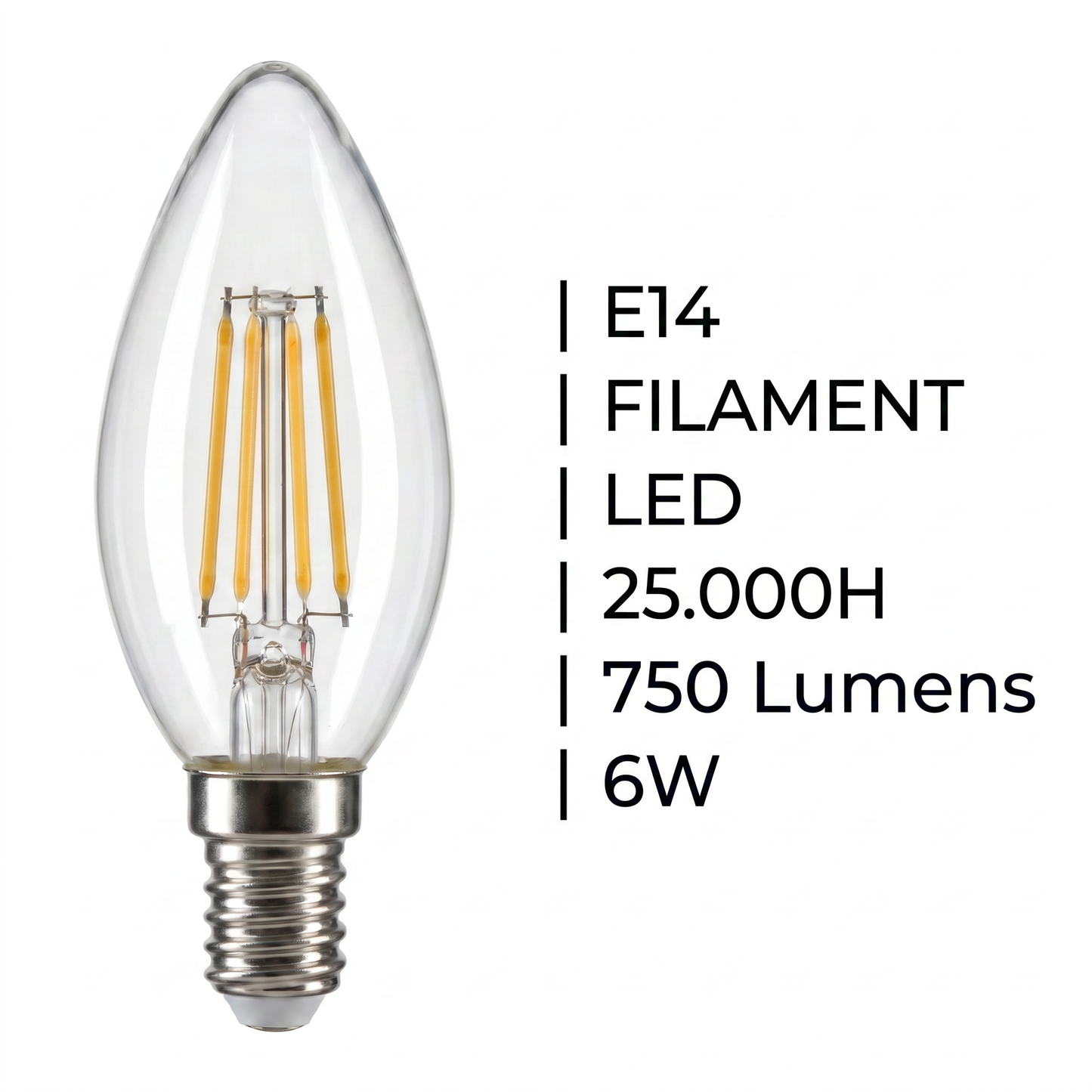VL-C37 Filament 6W E14 Calida 3000K