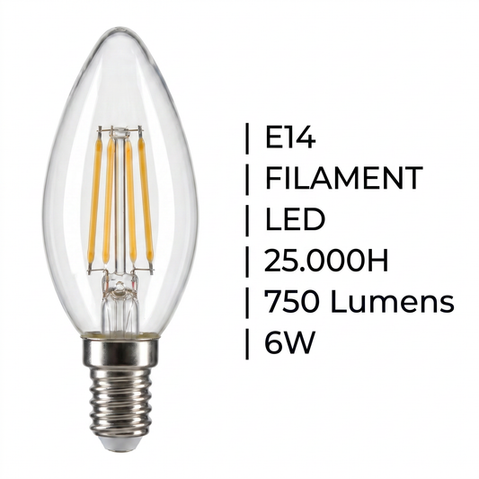 VL-C37 Filament 6W E14 Calida 3000K